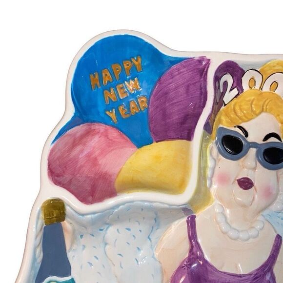 Vtg Y2K 2000 Boston Warehouse Limited Edition Happy New Year Chip Dip Platter - Picture 5 of 6